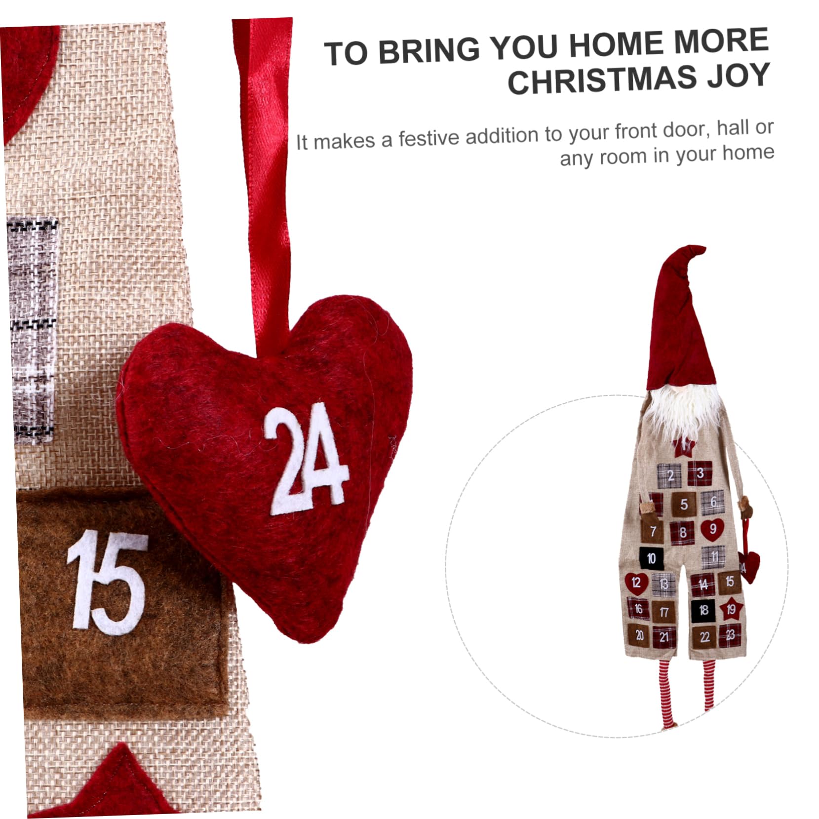 EXCEART Christmas Advent Calendar Hanging Gnome Doll Festive Decoration for Holiday Countdown Design for Home Party for Boys and